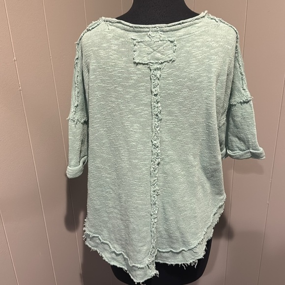 We The Free (Free People) North Star mint oversized nubby raw edge knit tee. XS. - Picture 4 of 7